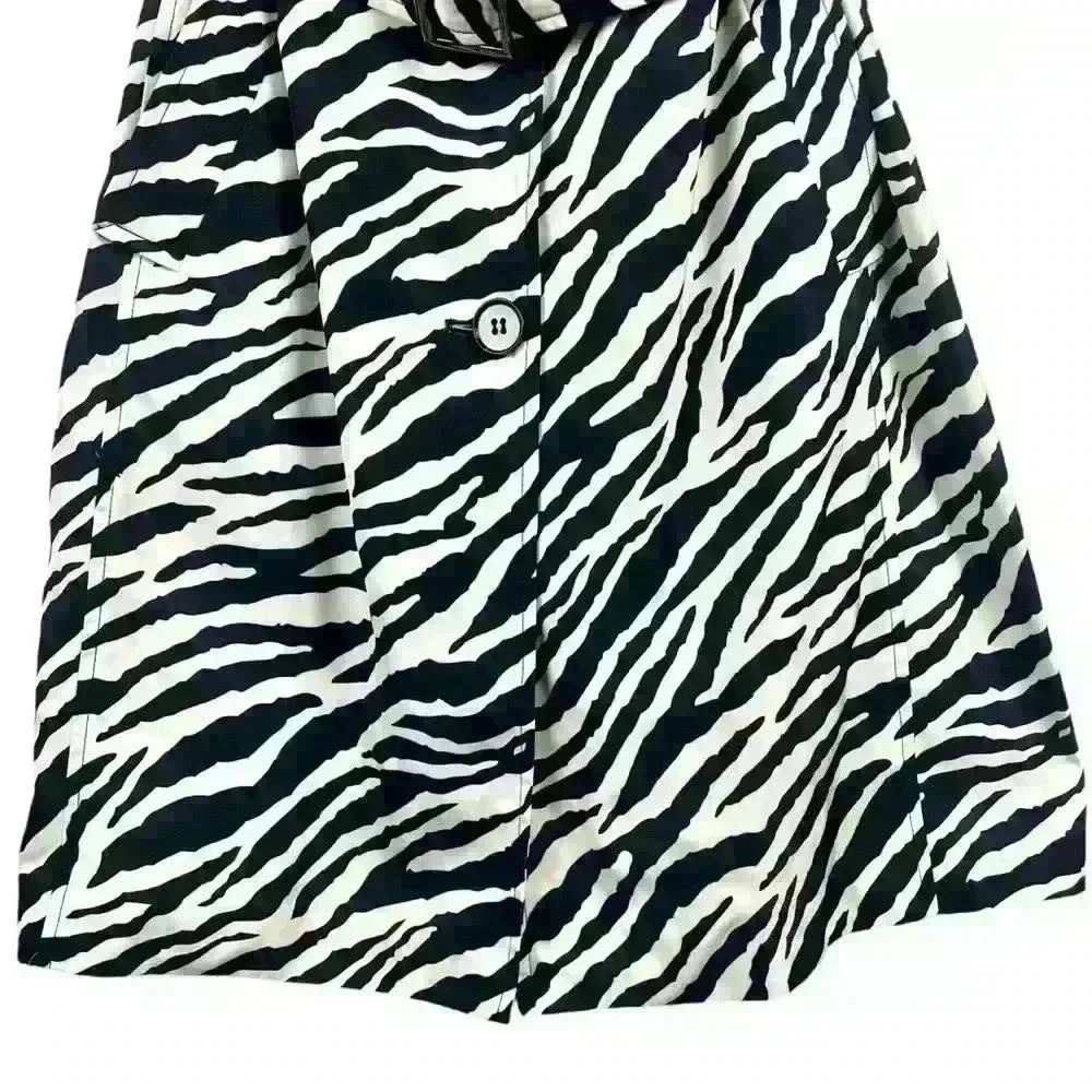 Sao Paulo Zebra Print  Size 12 Trench Coat - Boho Chic Animal Print Sexy Belted - Picture 9 of 16